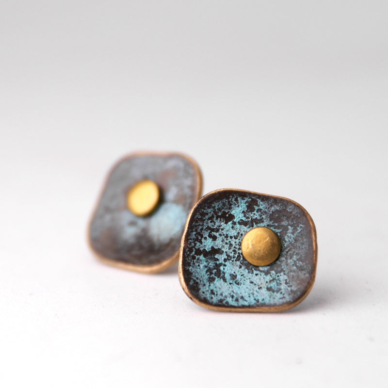 【the Renaissance】Bronze Silver Meteor Forged Earrings