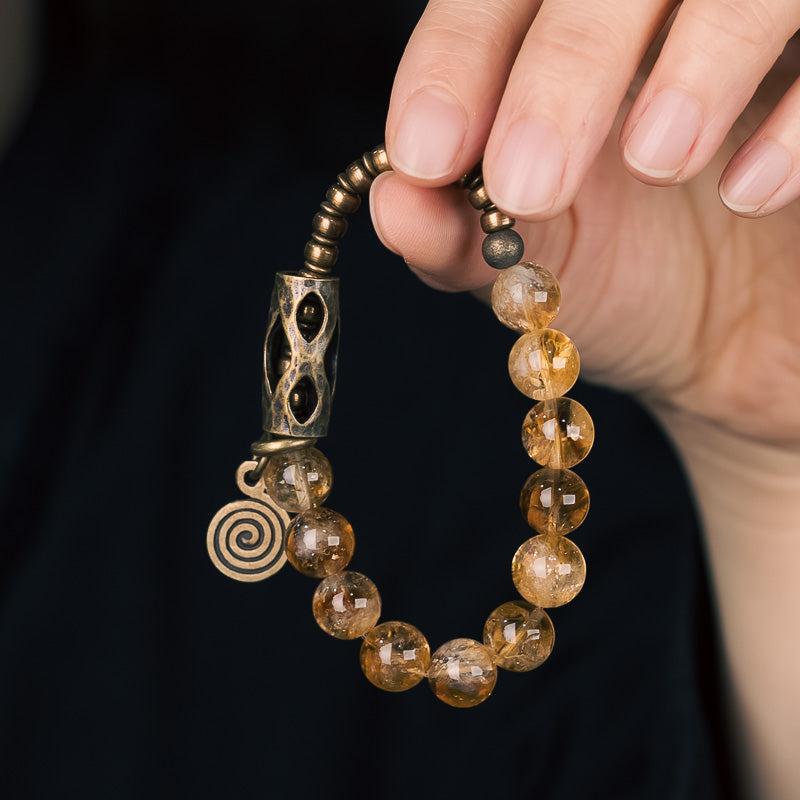 【Sunlight on the Earth's Navel】Citrine / Bronze Bracelet
