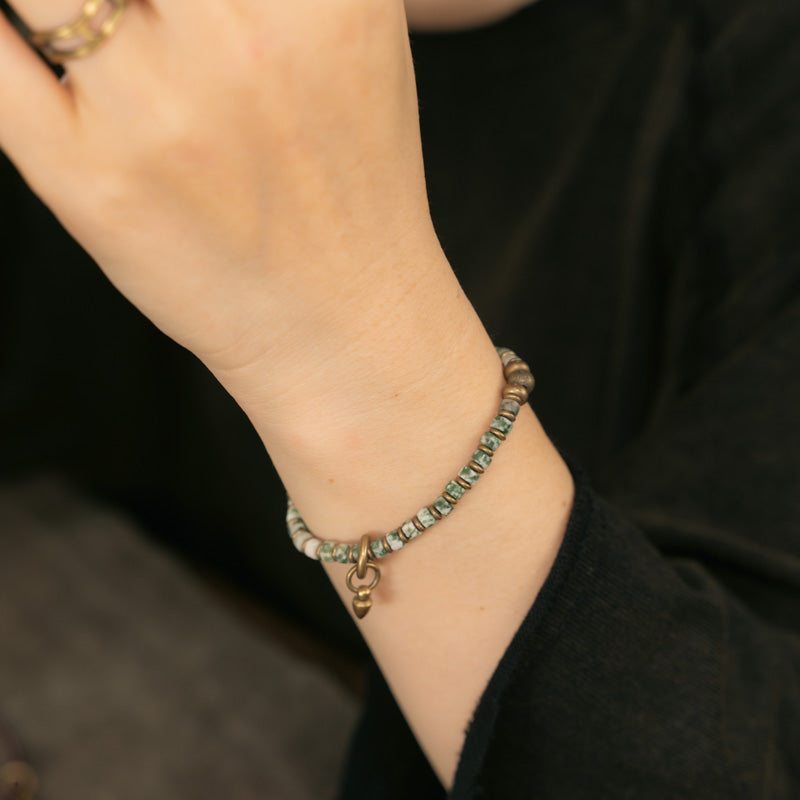 【 Abyssal Starlight】Blue-Green Spotted Stone / Bronze Bracelet