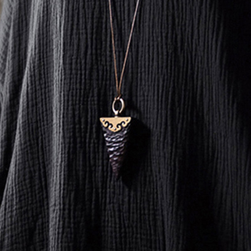 【Charred History Studies】 Tibetan Sandalwood Carved Pendant