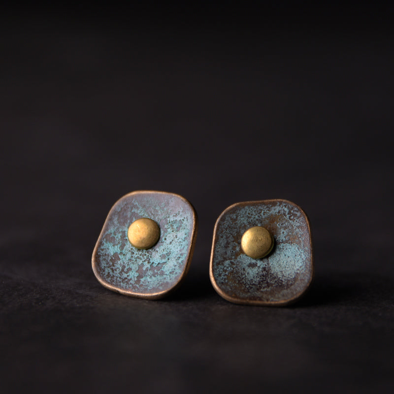 【the Renaissance】Bronze Silver Meteor Forged Earrings