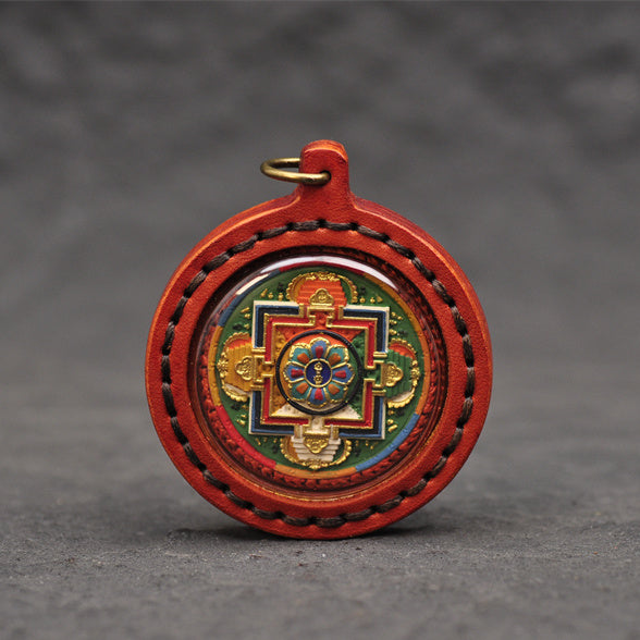 【Soul hand painting】Tibetan hand painted diamond pestle Mandala Pendant