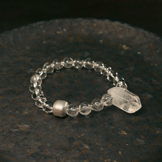 【Glacier Code】White Crystal / Bronze Bracelet