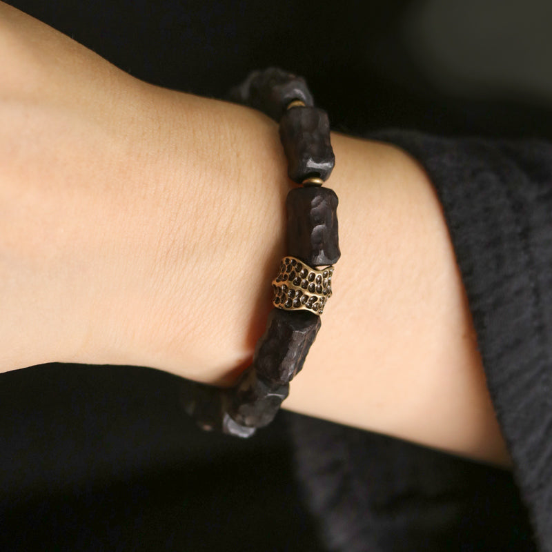【Wood and Bronze Coordination】Black Ebony / Bronze Bracelet