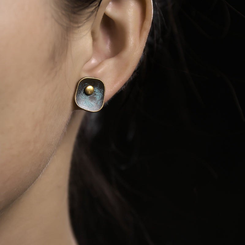 【the Renaissance】Bronze Silver Meteor Forged Earrings