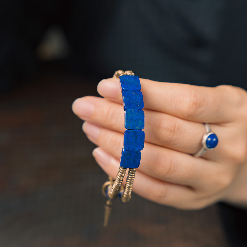 【Frozen Lake Night Pattern】Lapis Lazuli/Bronze Bracelet