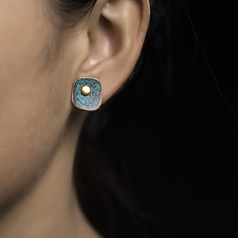 【the Renaissance】Bronze Silver Meteor Forged Earrings