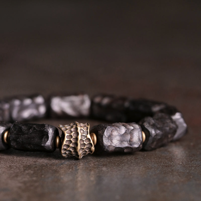 【Wood and Bronze Coordination】Black Ebony / Bronze Bracelet
