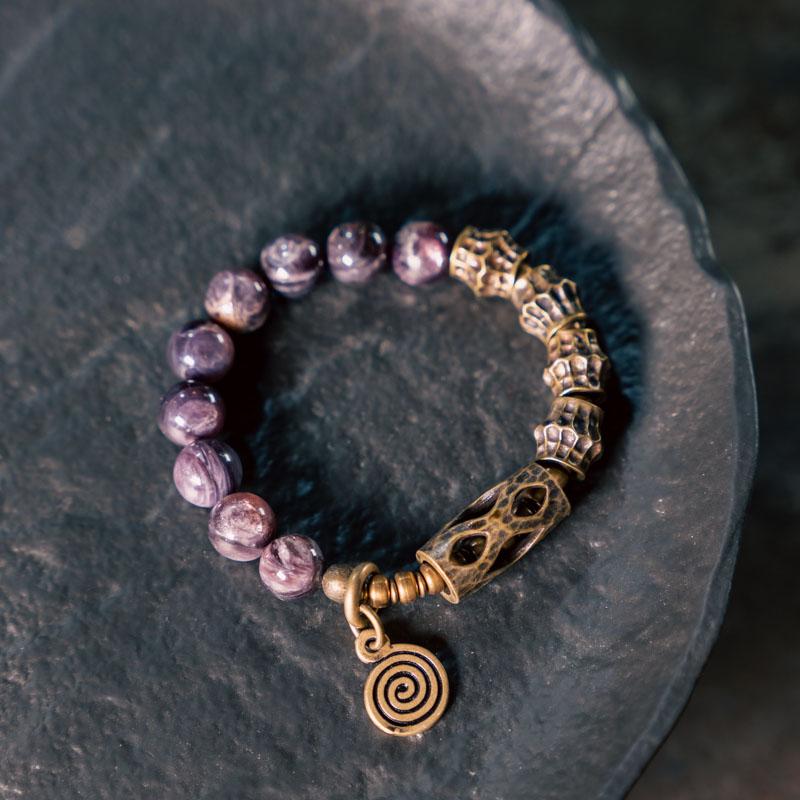 【Lake Skeleton Rainbow Flame】Purple Carp Mica Bracelet