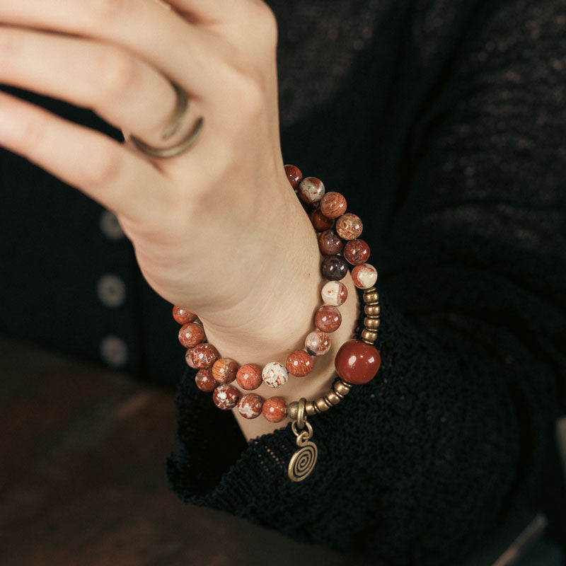 【Zhumai Shuangrong】Flower Red Stone/Agate Bracelet