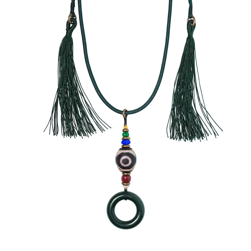 【Qiangtang Backbone】Tibetan Gobi Jade/Natural Dzi Bead Necklace