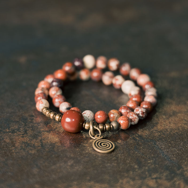 【Zhumai Shuangrong】Flower Red Stone/Agate Bracelet