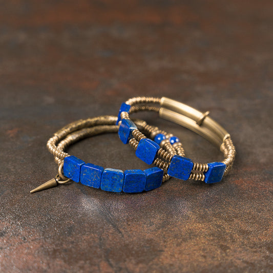【Frozen Lake Night Pattern】Lapis Lazuli/Bronze Bracelet