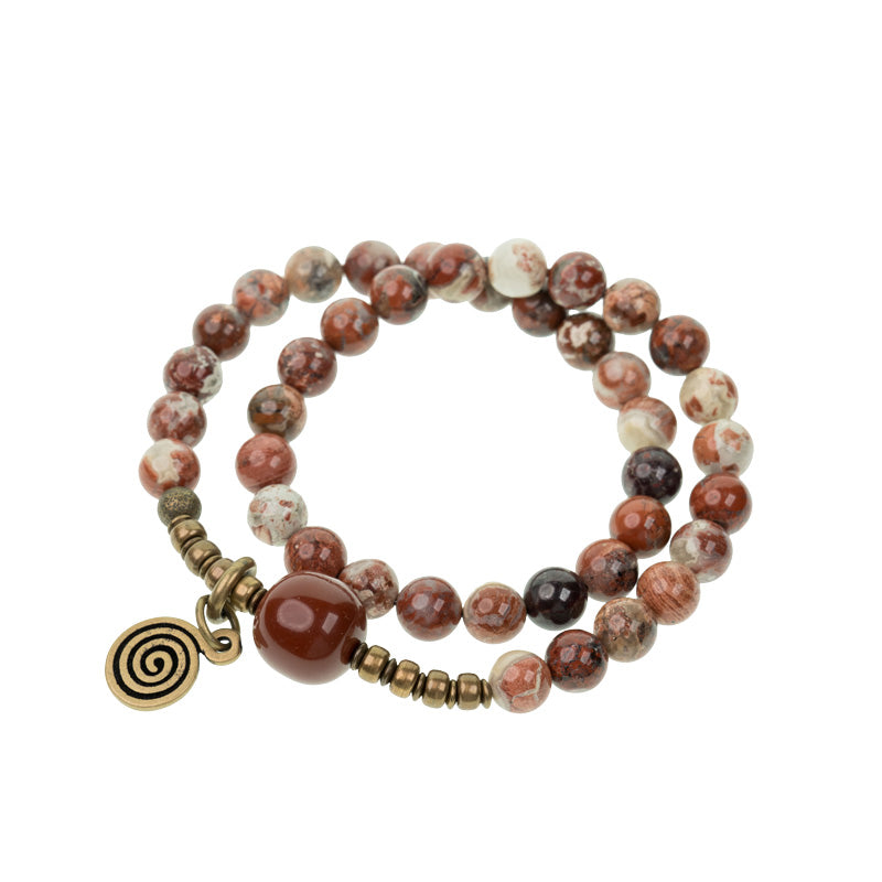 【Zhumai Shuangrong】Flower Red Stone/Agate Bracelet