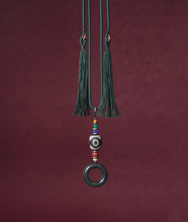 【Qiangtang Backbone】Tibetan Gobi Jade/Natural Dzi Bead Necklace