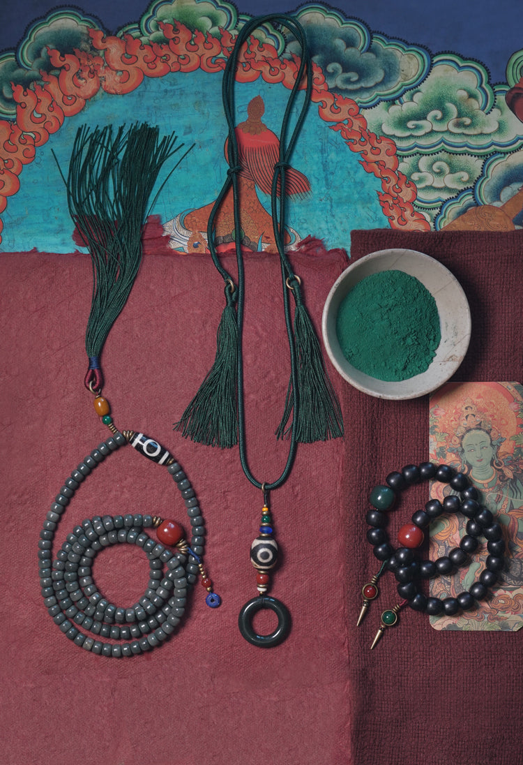 【Qiangtang Backbone】Tibetan Gobi Jade/Natural Dzi Bead Necklace
