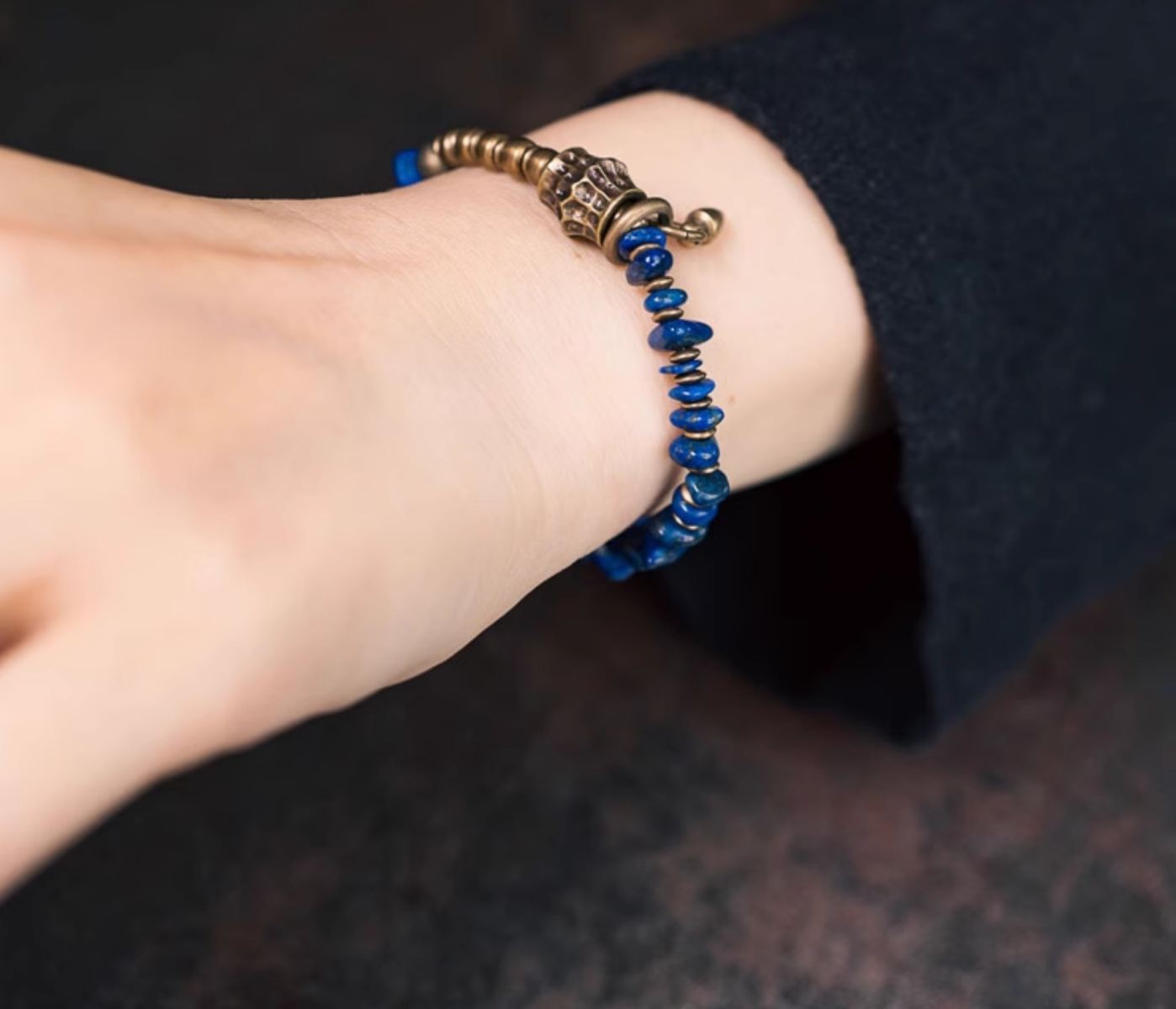 【Physical Aesthetics in the Earth's Veins】Lapis Lazuli/Bronze Bracelet