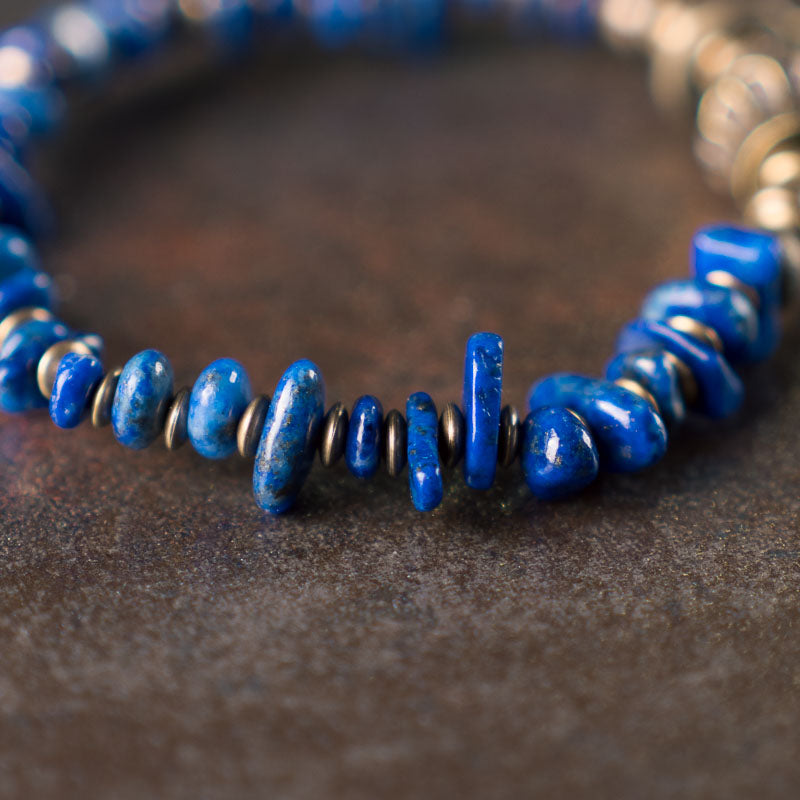 【Physical Aesthetics in the Earth's Veins】Lapis Lazuli/Bronze Bracelet