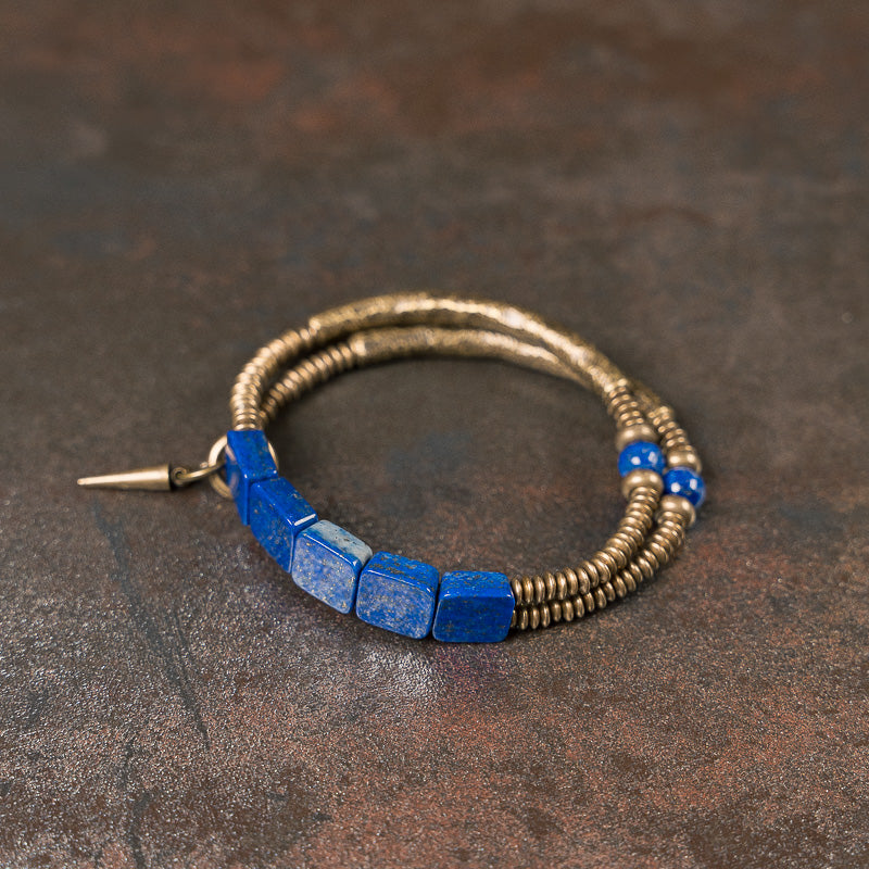 【Frozen Lake Night Pattern】Lapis Lazuli/Bronze Bracelet