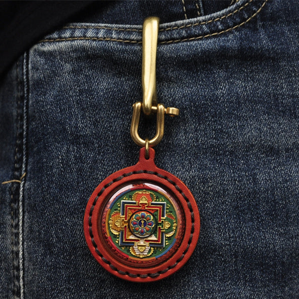 【Soul hand painting】Tibetan hand painted diamond pestle Mandala Pendant